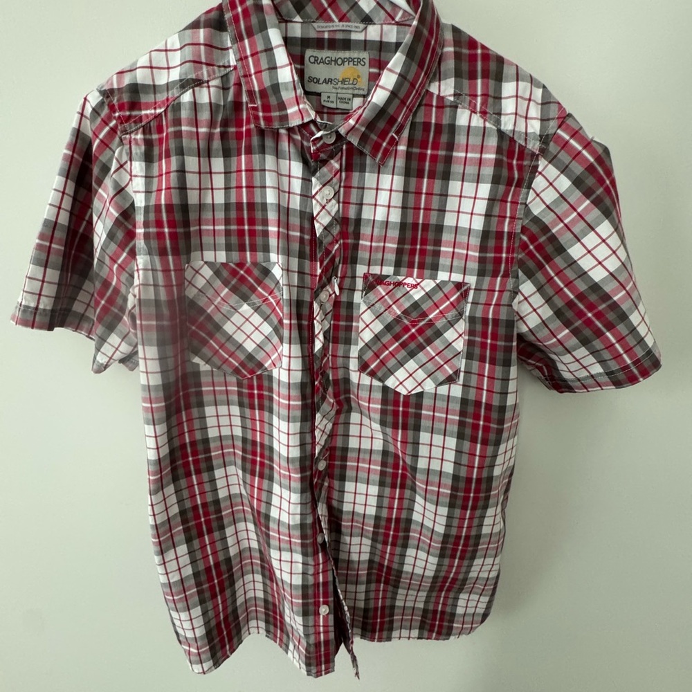 Craghoppers Red and White SOLARSHIELD Button Down Shirt